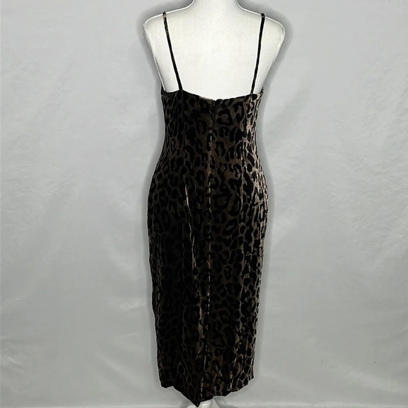 Judy Zhang Spaghetti Strap Body Contour Silk Blend Leopard Print Dress - Size 2 - Picture 3 of 6